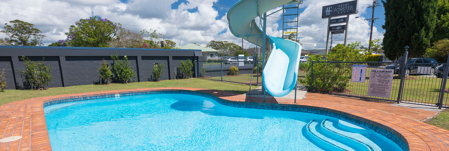 Splish, splash, pool with slide for the kids